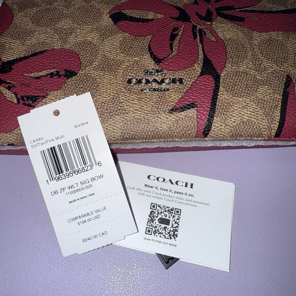 NWT Coach Double Zip Wallet With Bow Print CAA84🎀🎀 - Picture 2 of 5